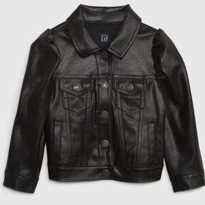 Gap Faux Leather Jacket toddler girls 3 black